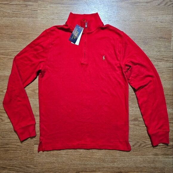 Polo Ralph Lauren Pony Logo Lightweight Jacket Quarter Zip XL Red Embroidered LE - Picture 1 of 10